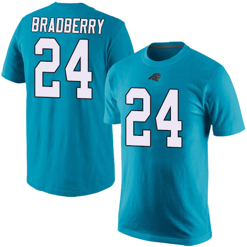 Carolina Panthers Men Blue James Bradberry Rush Pride Name and Number NFL Football #24 T Shirt